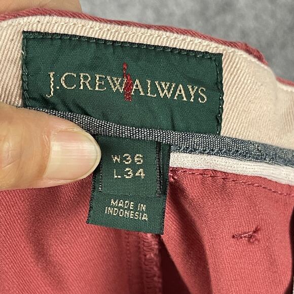 J Crew Pant Mens 36x34 Pink 1040 Athletic Fit Broken In Chino Flat Front Cotton - Picture 11 of 15